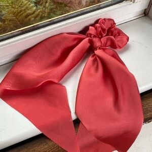 Anthropologie Coral Satin Hair Scarf